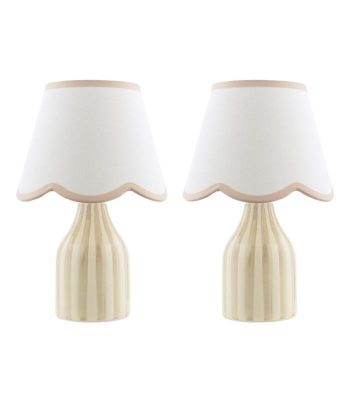 Aimee Twin Pack Table Lamp Taupe Ceramic With Shade-7