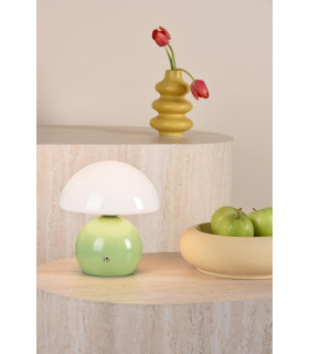 Caesar Rechargeable Table Lamp Green and Opal Glass LED-2