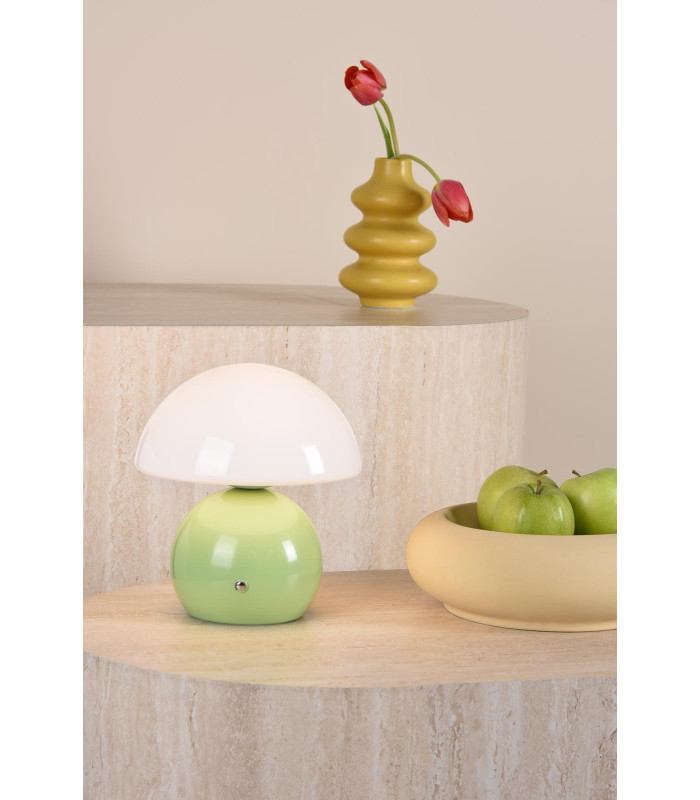 Caesar Rechargeable Table Lamp Green and Opal Glass LED-2