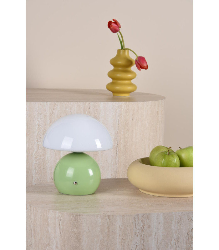 Caesar Rechargeable Table Lamp Green and Opal Glass LED-3