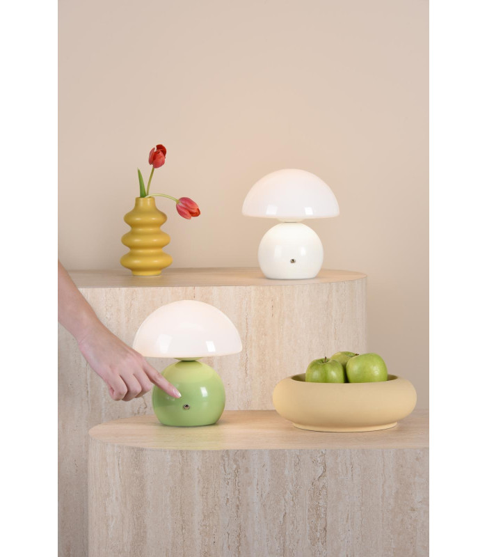 Caesar Rechargeable Table Lamp Green and Opal Glass LED-5