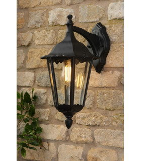 Eddard Outdoor Wall Light Matt Black and Glass IP44-2