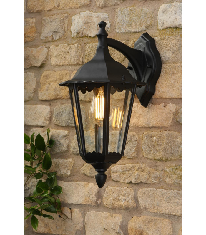 Eddard Outdoor Wall Light Matt Black and Glass IP44-2