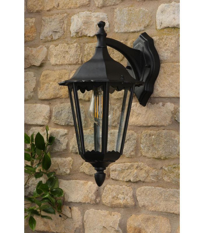 Eddard Outdoor Wall Light Matt Black and Glass IP44-3