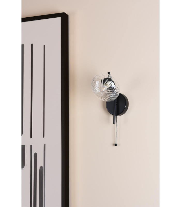 Ede Wall Light Matt Black and Glass-3