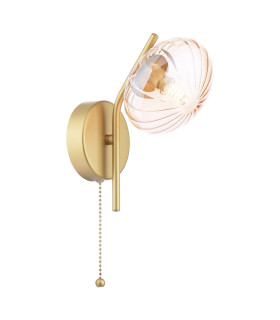 Ede Wall Light Satin Gold and Amber Glass-1