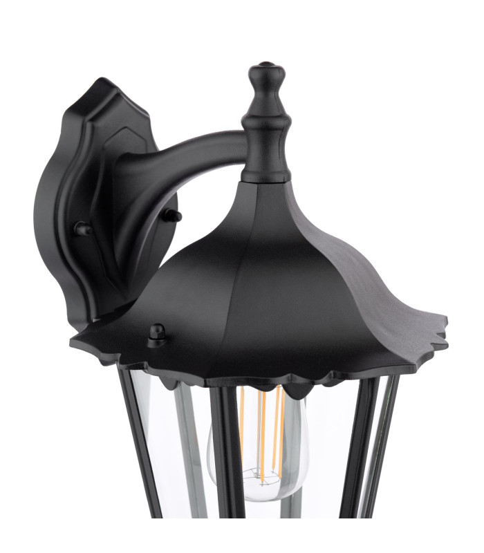 Eddard Outdoor Wall Light Matt Black and Glass IP44-6