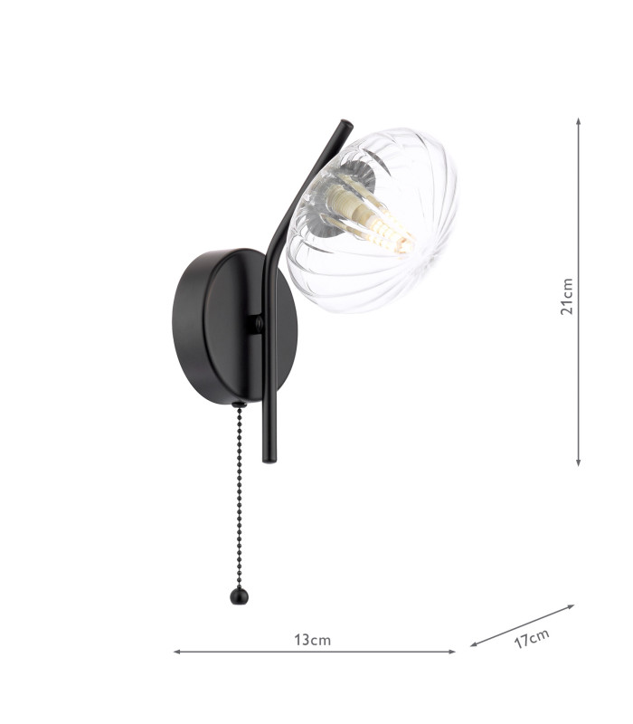 Ede Wall Light Matt Black and Glass-6
