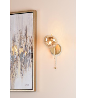 Ede Wall Light Satin Gold and Amber Glass-2