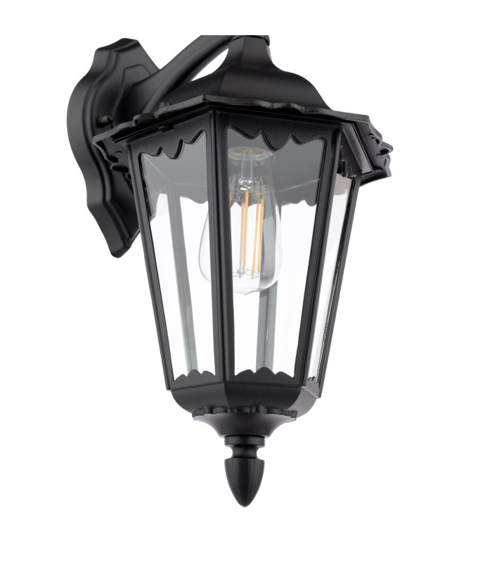 Eddard Outdoor Wall Light Matt Black and Glass IP44-7