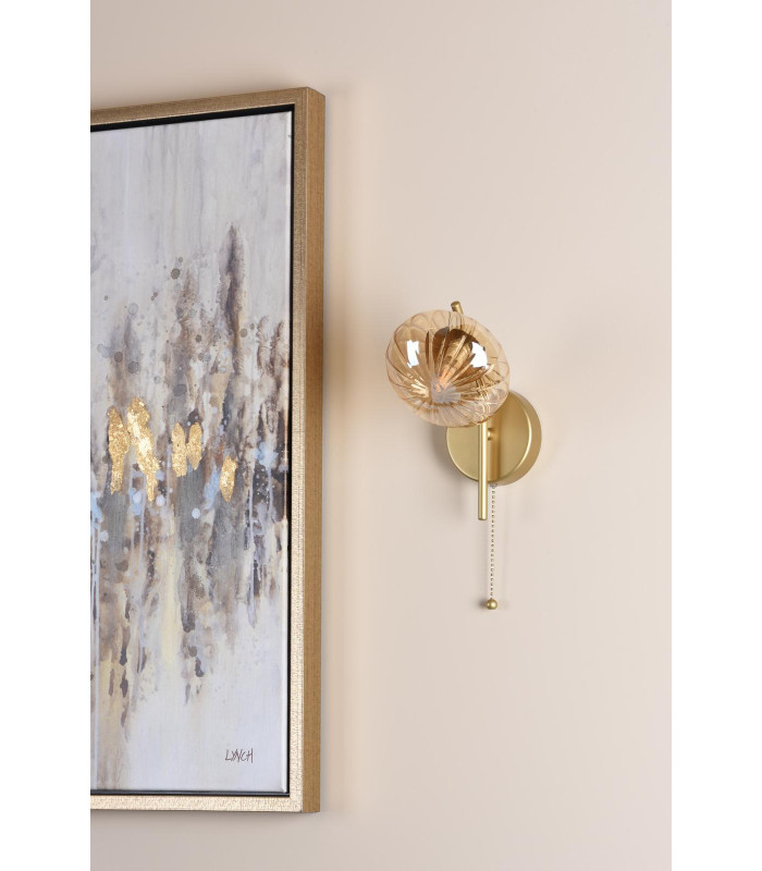Ede Wall Light Satin Gold and Amber Glass-3