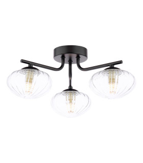 Ede 3 Light Semi-Flush Matt Black and Glass-1