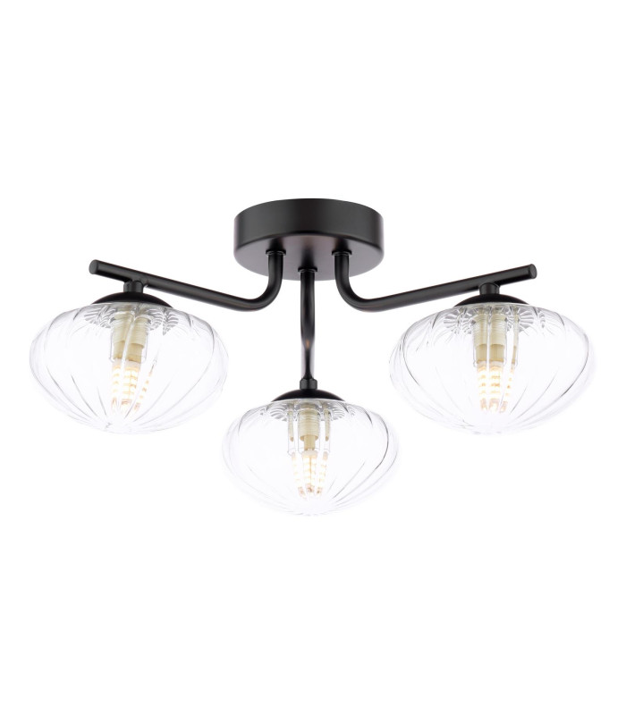 Ede 3 Light Semi-Flush Matt Black and Glass-1