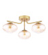 Ede 3 Light Semi-Flush Satin Gold and Amber Glass-1