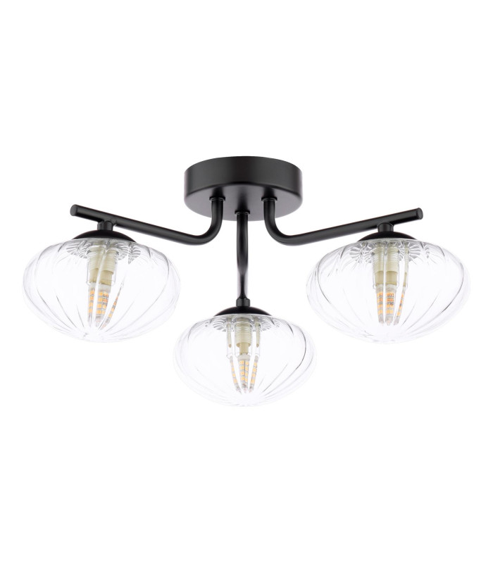 Ede 3 Light Semi-Flush Matt Black and Glass-7