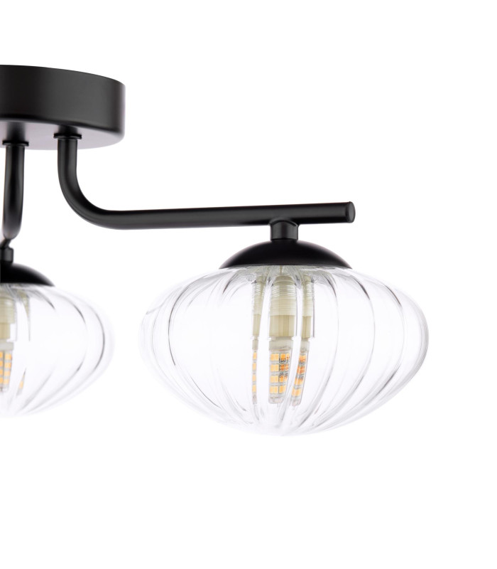 Ede 3 Light Semi-Flush Matt Black and Glass-8