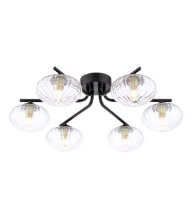 Ede 6 Light Semi-Flush Matt Black and Glass-1
