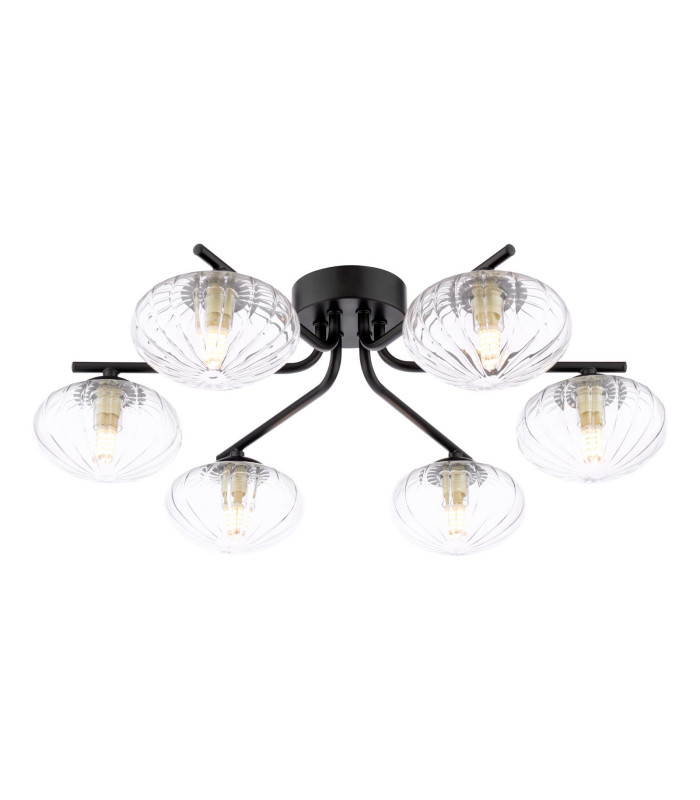 Ede 6 Light Semi-Flush Matt Black and Glass-1