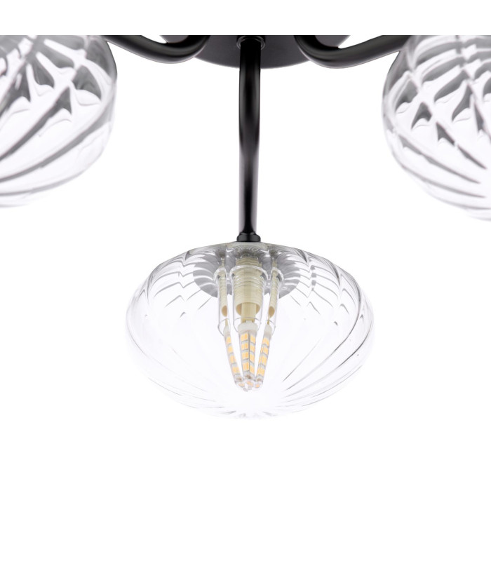 Ede 3 Light Semi-Flush Matt Black and Glass-9