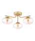 Ede 3 Light Semi-Flush Satin Gold and Amber Glass-7