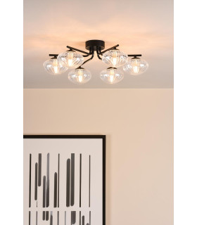 Ede 6 Light Semi-Flush Matt Black and Glass-2