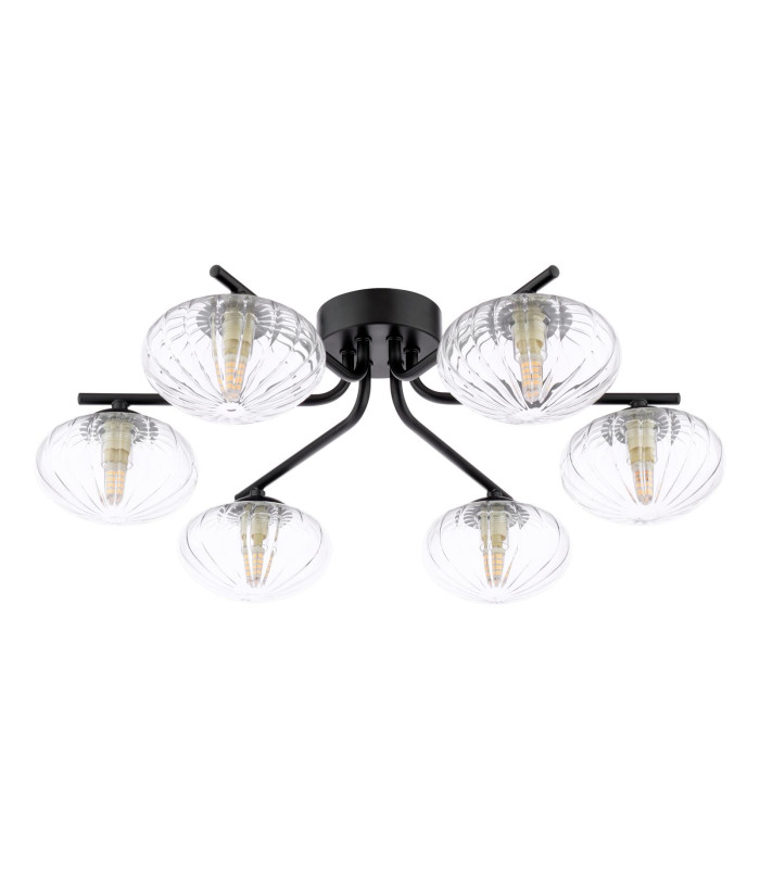 Ede 6 Light Semi-Flush Matt Black and Glass-5