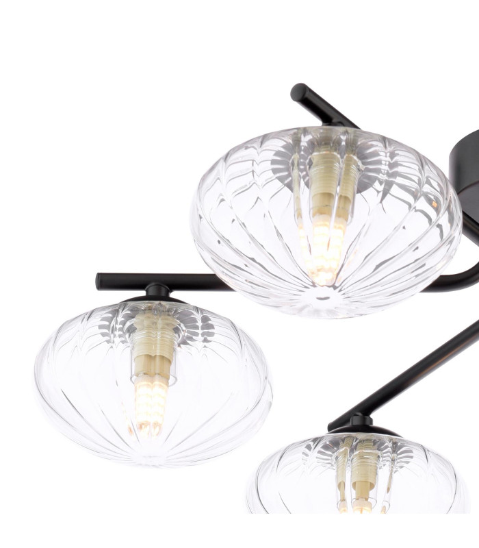 Ede 6 Light Semi-Flush Matt Black and Glass-6