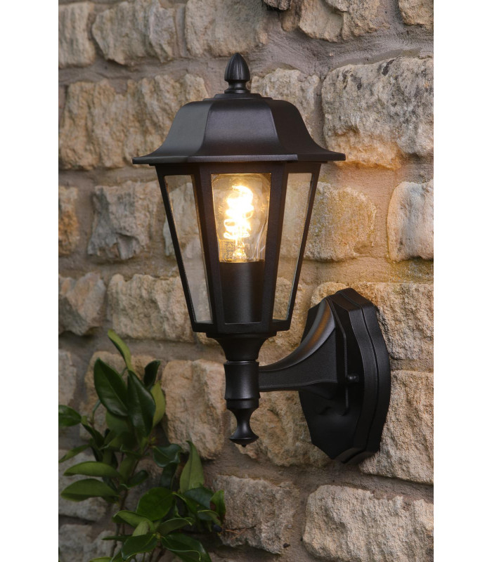 Lewis Outdoor Wall Light Matt Black and Glass IP44-2