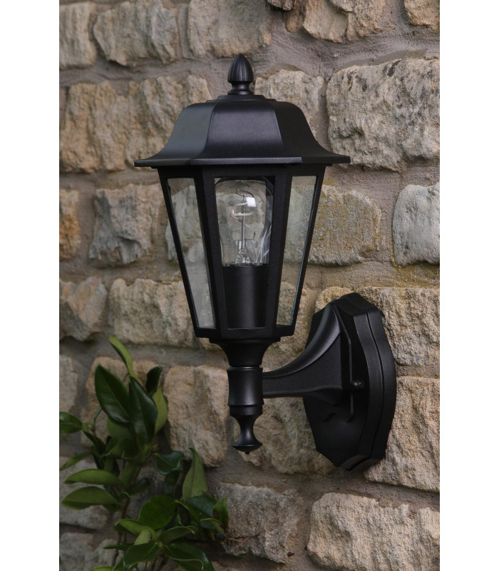 Lewis Outdoor Wall Light Matt Black and Glass IP44-3