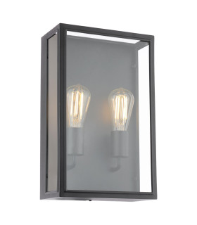 Mazin Outdoor Wall Light Matt Black and Glass IP44-1