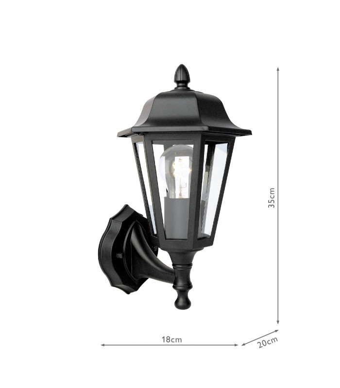 Lewis Outdoor Wall Light Matt Black and Glass IP44-4