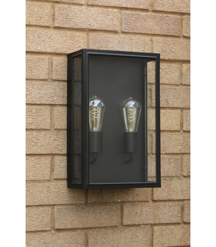 Mazin Outdoor Wall Light Matt Black and Glass IP44-3