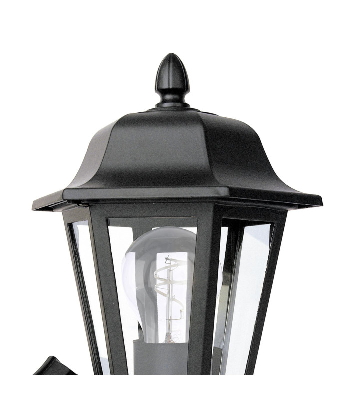 Lewis Outdoor Wall Light Matt Black and Glass IP44-6