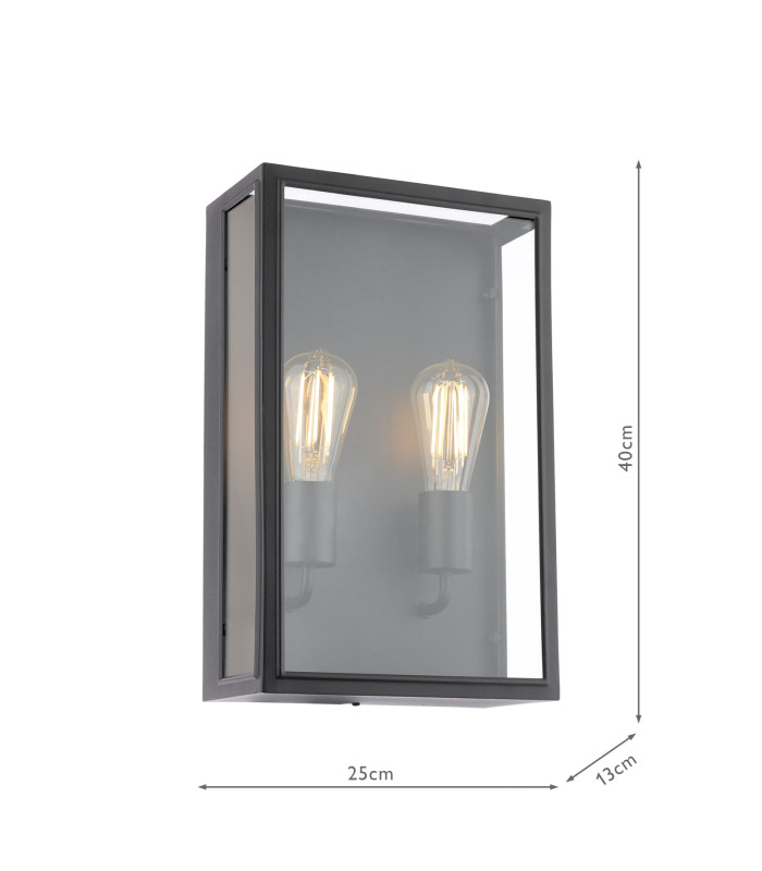 Mazin Outdoor Wall Light Matt Black and Glass IP44-4
