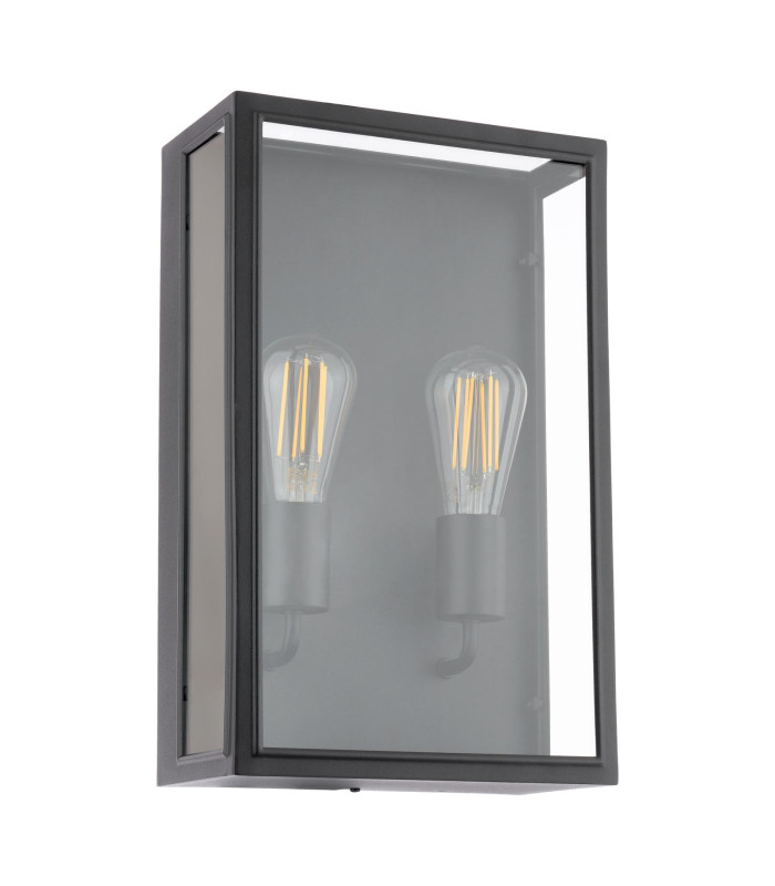 Mazin Outdoor Wall Light Matt Black and Glass IP44-5
