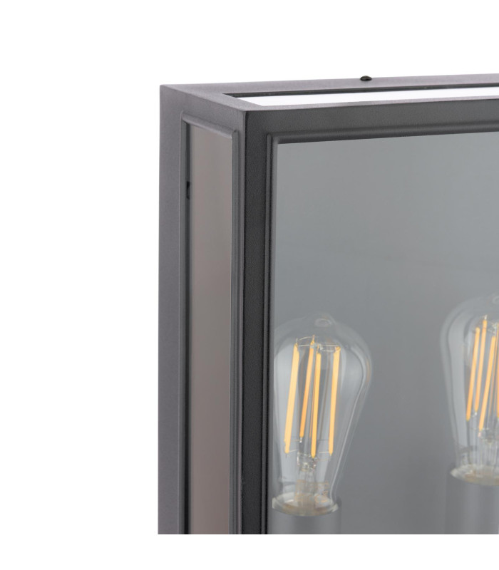 Mazin Outdoor Wall Light Matt Black and Glass IP44-6