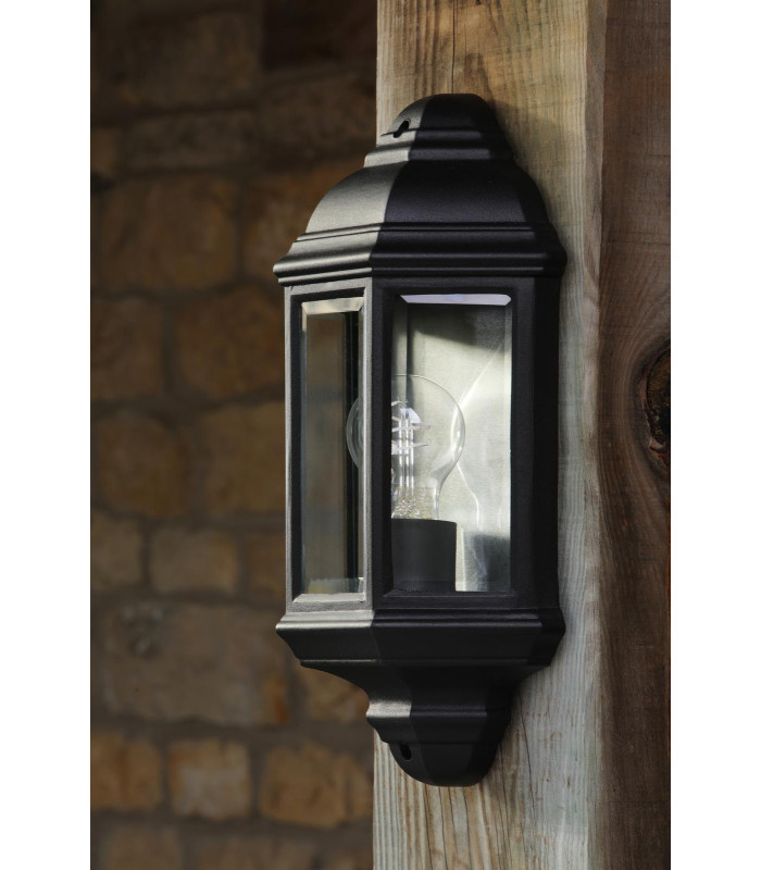 Nelson Outdoor Wall Light Matt Black and Glass IP44-3