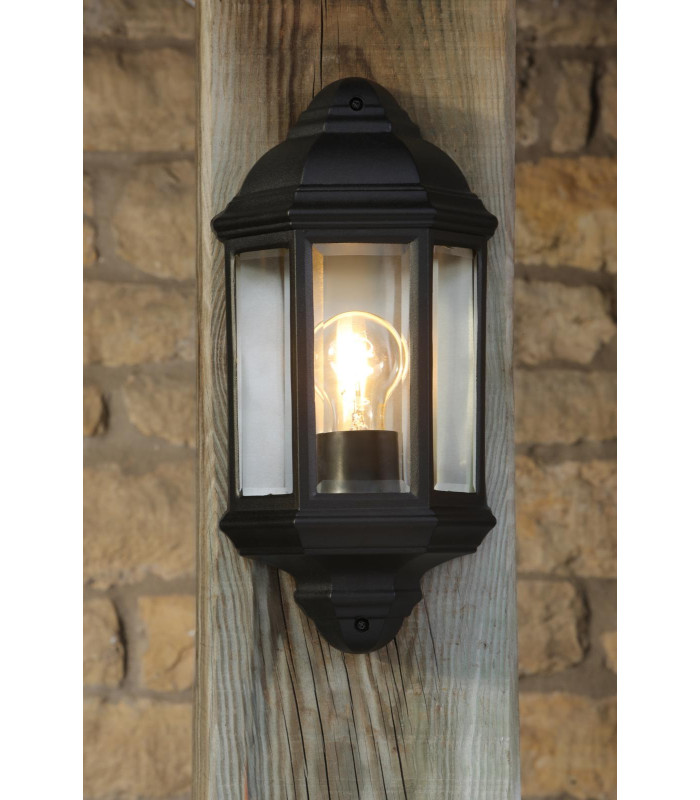 Nelson Outdoor Wall Light Matt Black and Glass IP44-4
