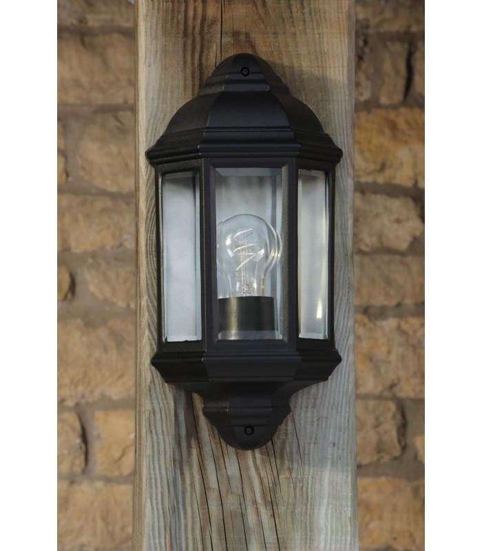 Nelson Outdoor Wall Light Matt Black and Glass IP44-5