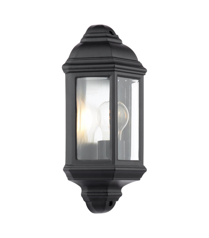 Nelson Outdoor Wall Light Matt Black and Glass IP44-8