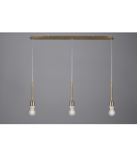 Antique Brass 3 Light E27 3m Linear Ceiling Pendant, Suitable For A Vast Selection Of Shades - 2