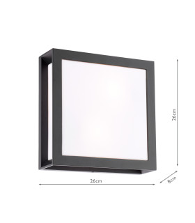 Vayu Outdoor Wall Light Matt Black and Opal IP44-2