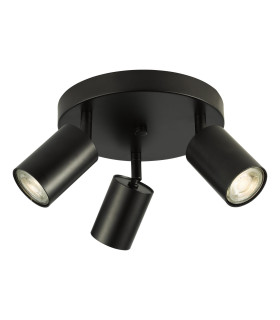 Cawley 3 Light Plate Spotlight Matt Black-1