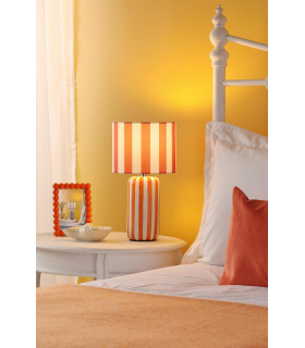 Cicada Table Lamp Orange Ceramic and Polished Chrome With Shade-2