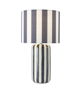 Cicada Table Lamp Blue Ceramic and Polished Chrome With Shade-1