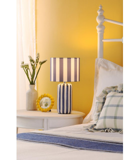 Cicada Table Lamp Blue Ceramic and Polished Chrome With Shade-2
