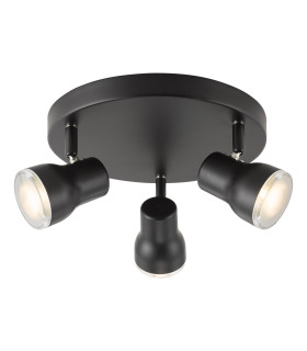 Clint 3 Light Bathroom Plate Spotlight Matt Black IP44-1
