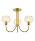 Cognac 3 Light Semi-Flush Satin Gold and Champagne Ribbed Glass-1