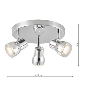 Clint 3 Light Bathroom Plate Spotlight Polished Chrome IP44-2