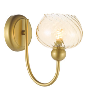 Cognac Wall Light Satin Gold and Champagne Ribbed Glass-1
